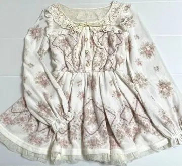 LIZLISA 리즈리사 다이아 꽃무늬 기모 원피스 화이트 헤이세이 y2k