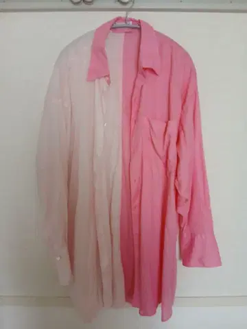 스픽 앤 스팬 코튼 린넨 롱 셔츠 핑크