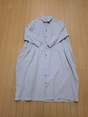 이치앤티크 린넨 100% 셔츠 원피스 더스티 핑크