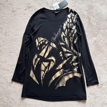 미사용 [발렌자] 스와로브스키 사용 긴팔 티셔츠 롱T 캐시미어 실크 혼방