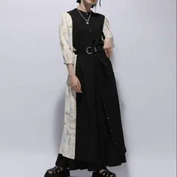 HARE 원피스 셔츠 원피스 롱 기장 절개 롱 원피스