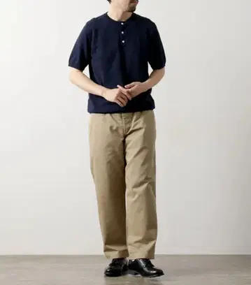 MOONCASTLE 코튼 니트 헨리넥 L 네이비 일본제 2