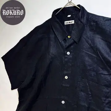 빅 ] Club Med 클럽메드 린넨 100% 반팔 셔츠 M 사이즈