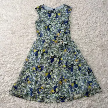 TOCCA 토카 플레어 원피스 쉬폰 리본 꽃무늬 플라워 프린트