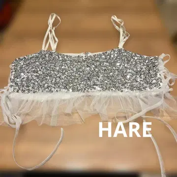 HARE 실버 스팽글 뷔스티에