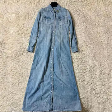 [ 새상품급 ] 레미 리프 스터드 데님 롱 원피스 종아리 기장