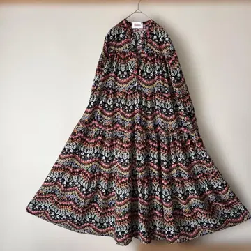 manana suerte 보헤미안 플라워 티어드 롱 원피스