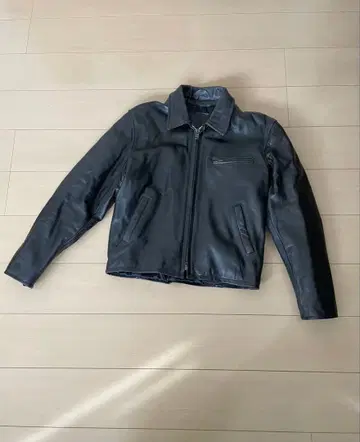 아메리칸 노스탤지어 가죽 카라 부착 라이더 자켓