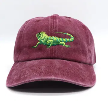 새상품 오리지널 자수 베이스볼 캡 이구아나 파충류 동물 애니멀