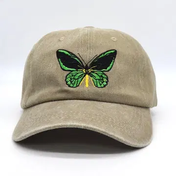 새상품 오리지널 자수 베이스볼 캡 나비 나비 곤충 베이지