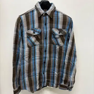 슈가케인 sugar cane 플란넬 셔츠 M 사이즈 파랑 브라운 체크