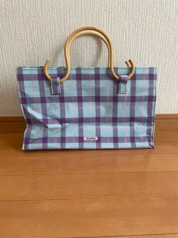사만사 베가 토트백 체크 무늬 블루 퍼플
