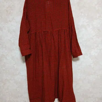 오늘 한정 이치 앤티크스 빨간색과 블랙 체크 롱 원피스