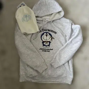 I'm Doraemon 그레이 후드티 M과 니트 모자 세트