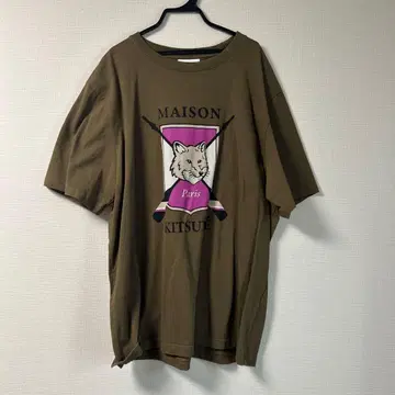 메종 키츠네 티셔츠 카키
