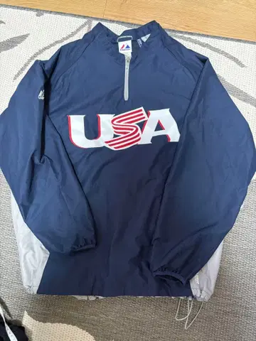 WBC USA 대표 MAJESTIC USA 로고 네이비 나일론 자켓