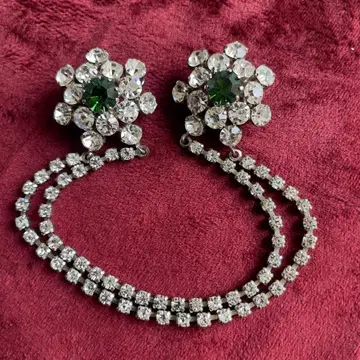 [ 28 ] 앤티크풍 더블 브로치 큐빅 체인 빈티지