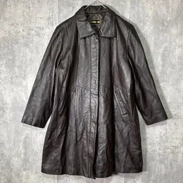 고급 잉글랜드 양가죽 레더 코트 다크 브라운