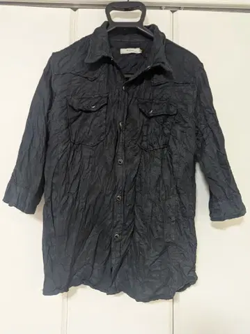 MIDAS 블랙 긴팔 셔츠 주름 가공