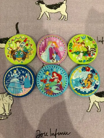 디즈니 자수 캔뱃지 6개 세트