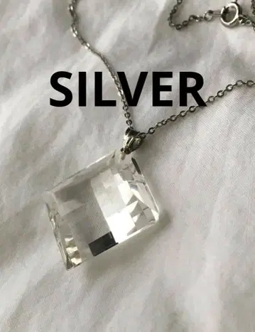 빈티지 쿼츠 실버 목걸이 SILVER 스퀘어