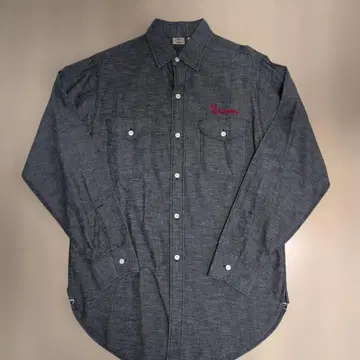 WAREHOUSE 블랙 샴브레이 셔츠 lot.3701 밴드 포함 자수