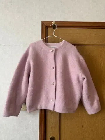 리랜드트루 펄 버튼 코쿤 니트 자켓