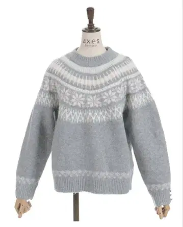 axes 눈꽃무늬 페어아일 패턴 니트 그레이