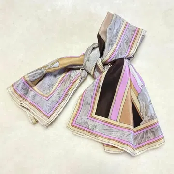 LEONARD 기하학 마블링 먹 번짐 실크 대형 봄 색상 스카프