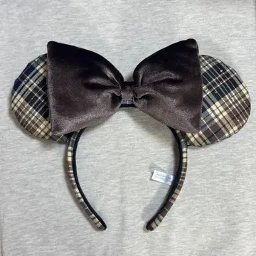 디즈니 Disney 체크 무늬 리본 머리띠