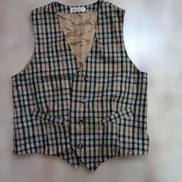 구제 의류 MILAN D'OR 체크 무늬 베스트