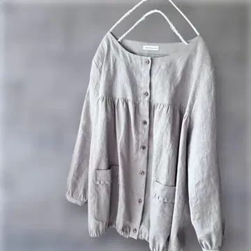 린넨 노카라 자켓 그레이 라이트 아우터