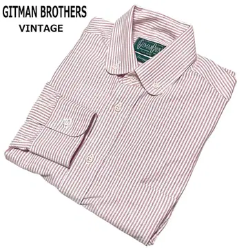 기트먼 브라더스 버튼 다운 스트라이프 셔츠 S 핑크 화이트