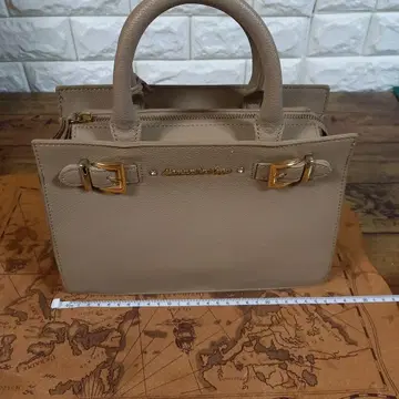 사만사베가 베이지 핸드백 골드 금장 장식