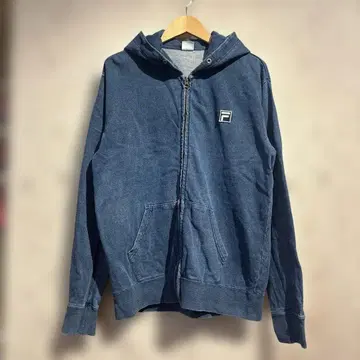 FILA 인디고 데님 원단 풀 집업 후드티