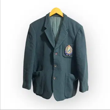 빈티지 엠블럼 울 자켓 블레이저 다크 그린 금실 자수