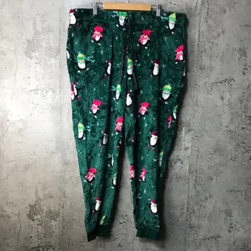 E285 구제 파자마 팬츠 그린 패턴 90s Y2K