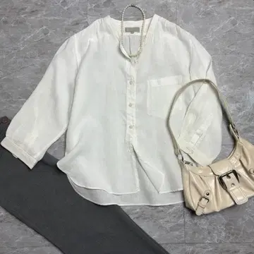 일본제 린넨 100% MARGARET HOWELL 스탠드 카라 셔츠