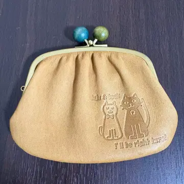 가마구치 지갑 브라운 가죽 Juju&beck 고양이