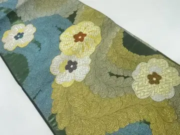 후리소데용 후쿠로 오비 순수 실크 럭셔리 꽃 무늬 금실 성인식 결혼식