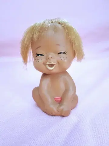 쇼와 40년대 여아 금발 소프트 비닐 인형 일본제 레트로 갸루