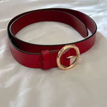 여성용 가죽 벨트 레드 골드 링 부분