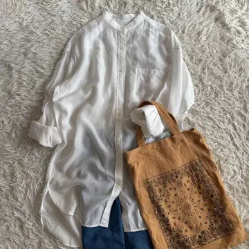 [저널 스탠다드 리룸] 리오셀 제품 염색 롱 셔츠 화이트 프리