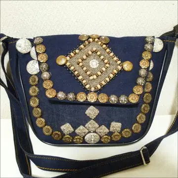 데님백 리메이크 데님 베트남백 동양 잡화 하나뿐인 비즈 새상품