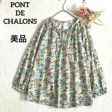 퐁데샤롱 블라우스 꽃무늬 리본 퍼프 슬리브 넉넉한 오버 사이즈