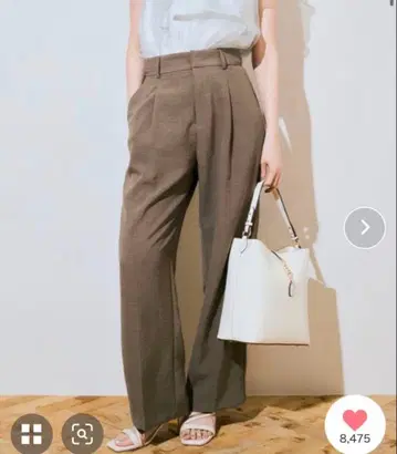 VIS 린넨 라이크 원턱 와이드 슬랙스 팬츠 브라운 계열 카키 M