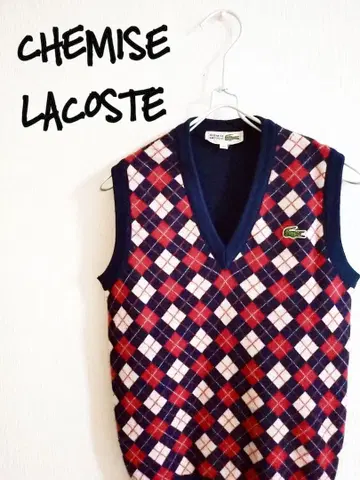 D222295 CHEMISE LACOSTE 80s 아가일 체크 베스트