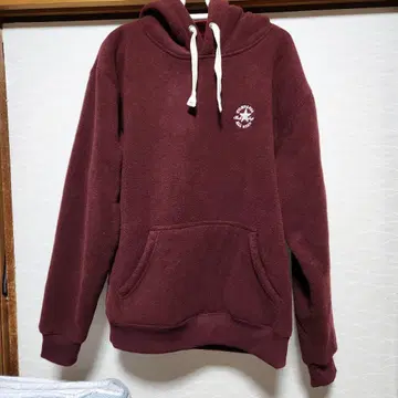 CONVERSE 버건디 플리스 후드티