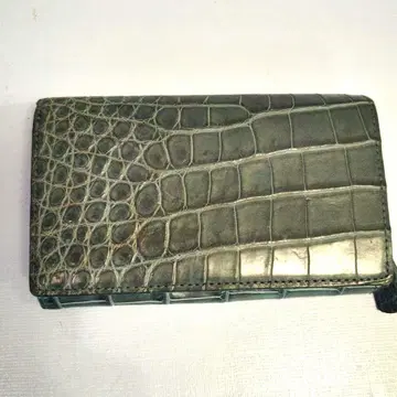 2단 접이식 지갑 크로커다일 패턴 블루