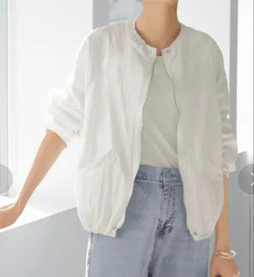 스타일 델리 주름 가공 라이트 블루종 화이트